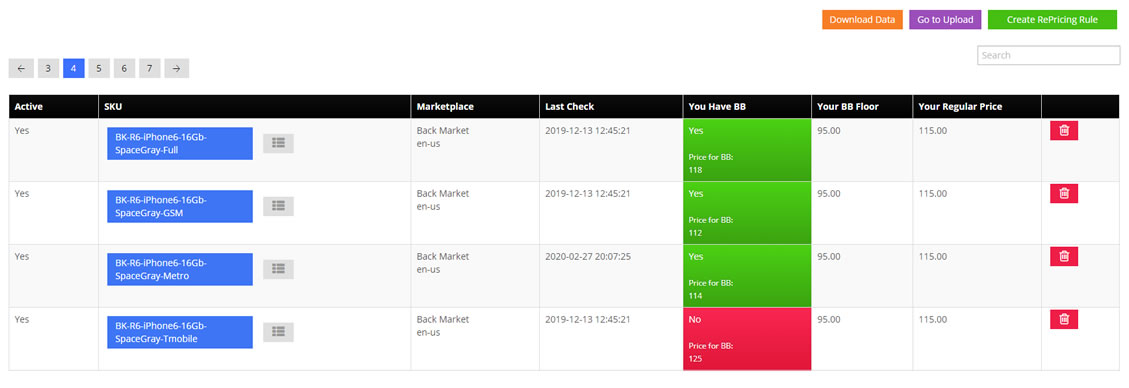Back Market Repricer list view