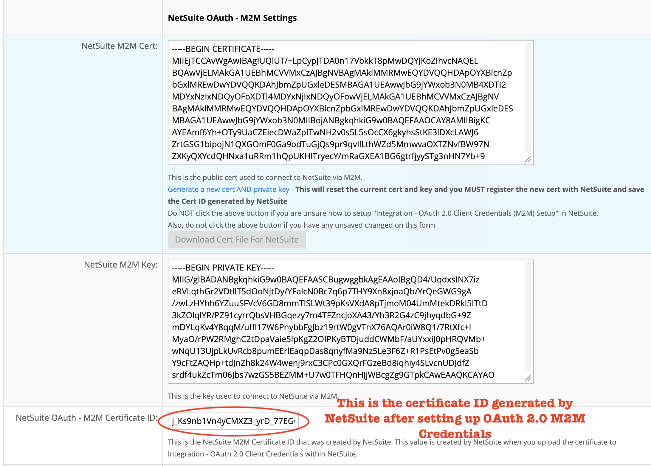 Copy the NetSuite OAuth 2.0 Client Certificate ID into your NetSuite Settings