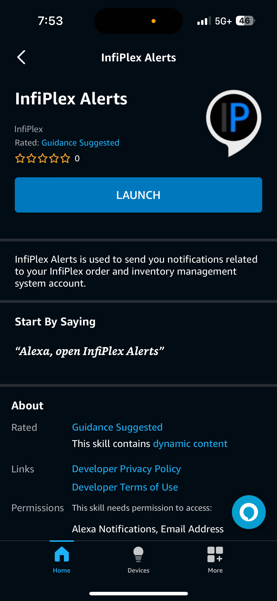 InfiPlex Alexa Alerts Settings for Amazon Today Integration