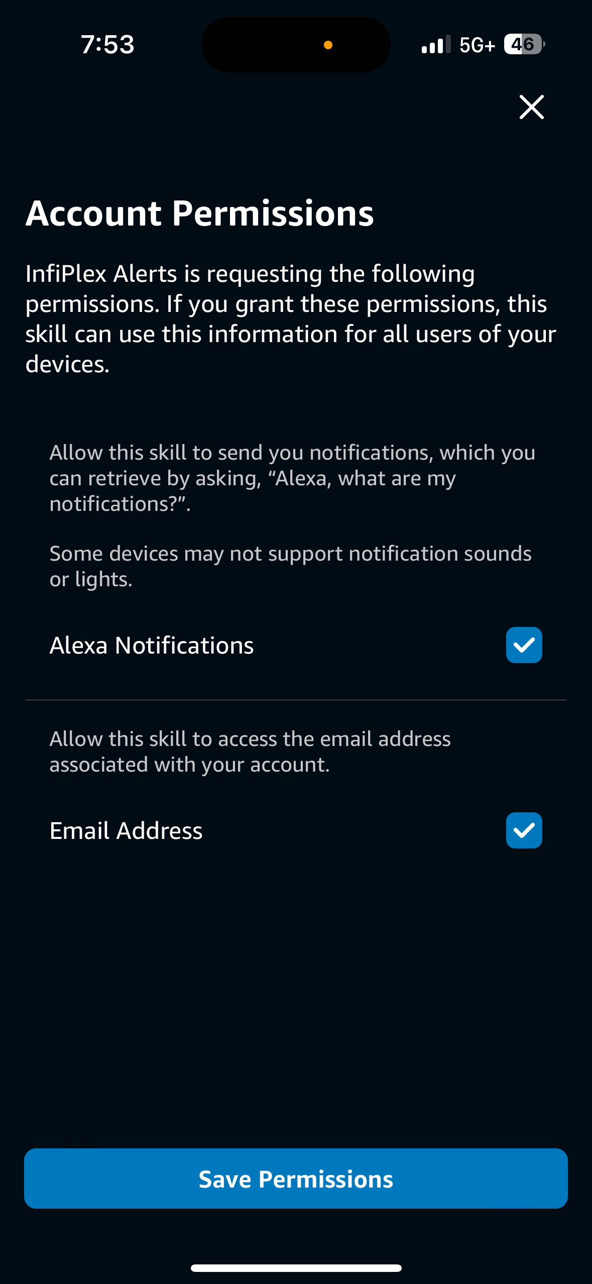 InfiPlex Alexa Alerts Settings for Amazon Today Integration