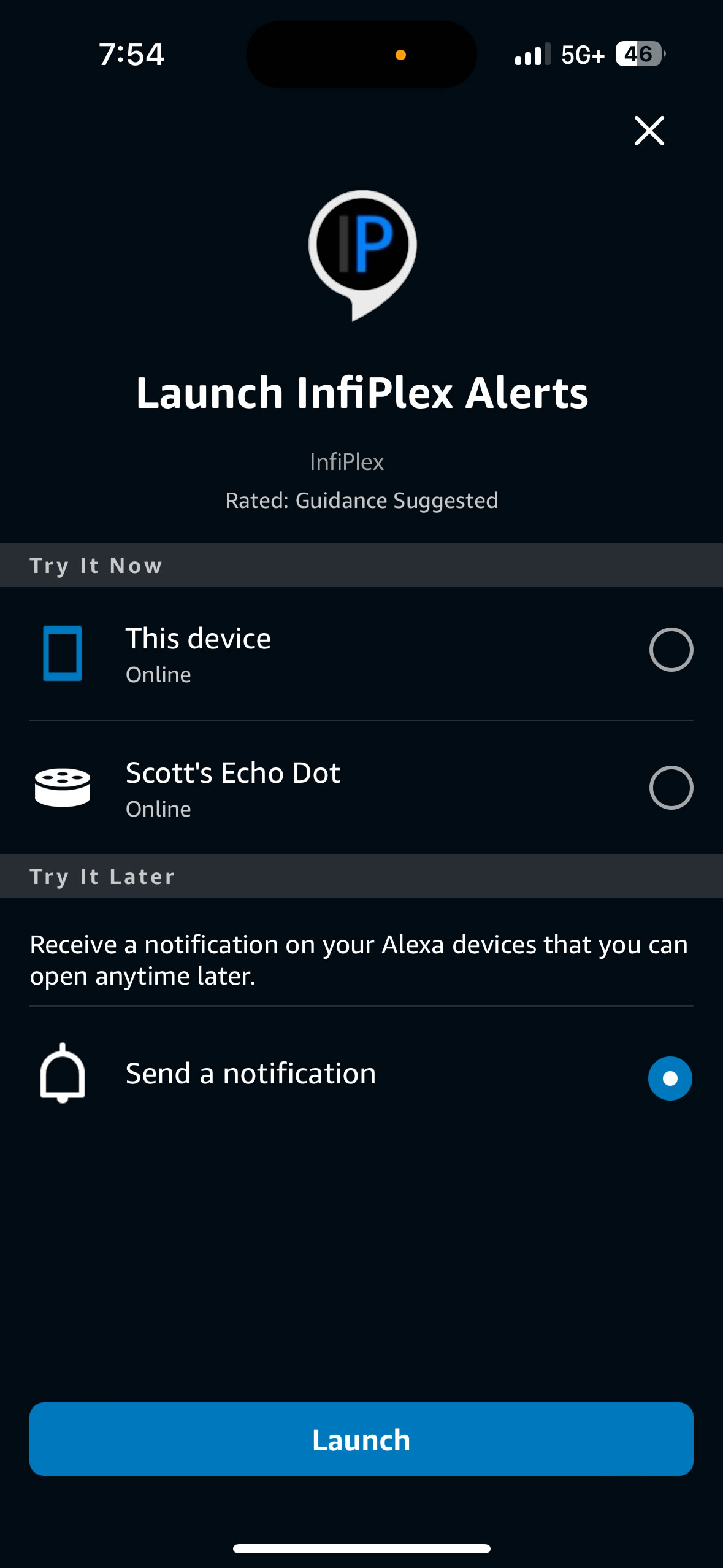 InfiPlex Alexa Alerts Settings for Amazon Today Integration