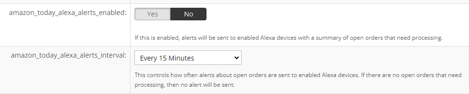 InfiPlex Alexa Alerts Settings for Amazon Today Integration