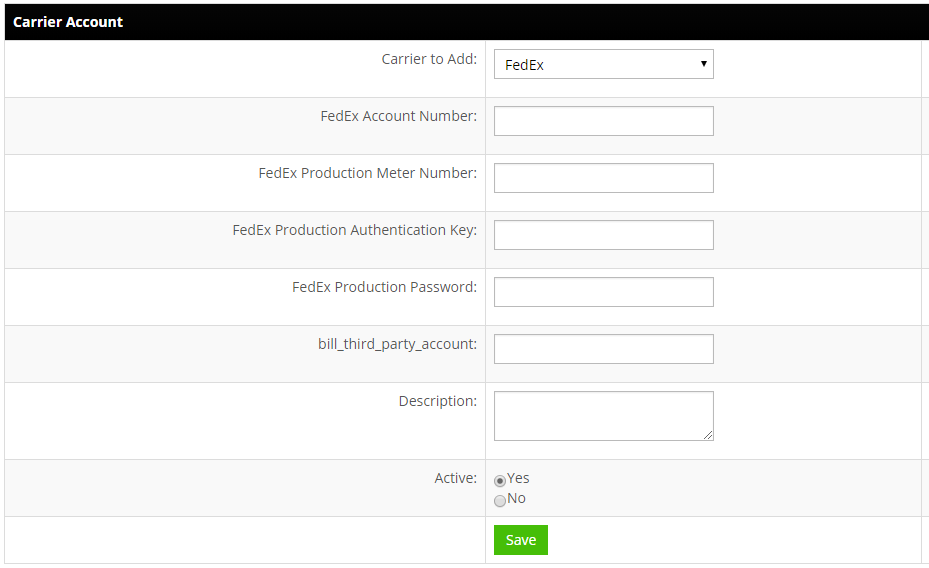 EasyPost - Add a Carrier Account