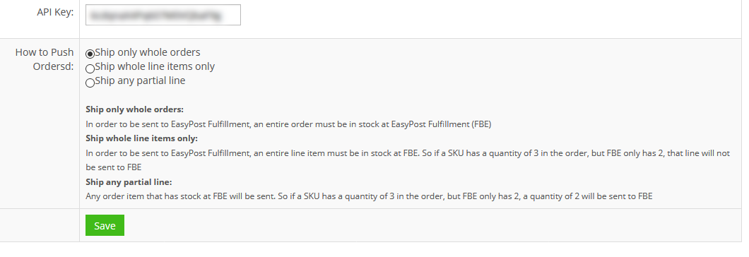 EasyPost Fulfillment - Settings