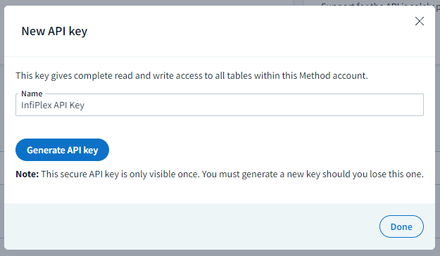 Create the Method API Key