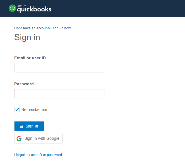 QuickBooks Online Connection button
