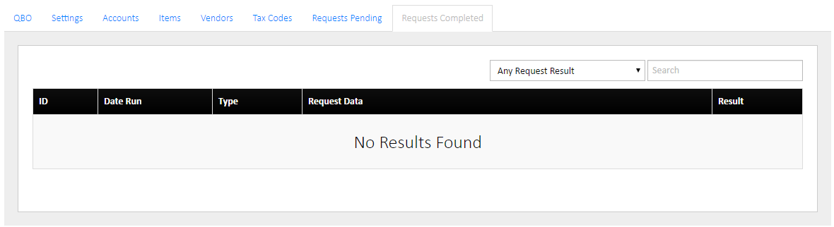 QuickBooks Online Requests Completed Tab