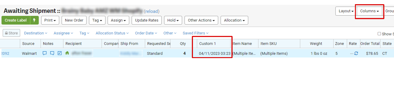 ShipStation Ship By Date in Custom Field 1