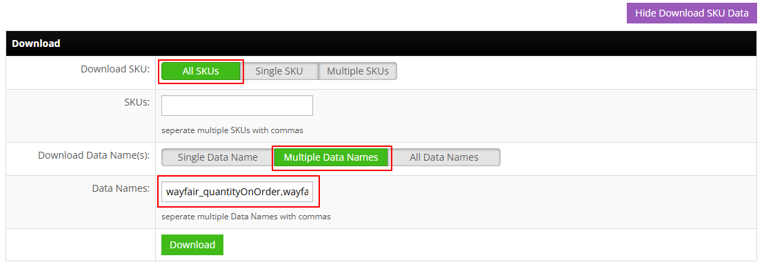 Download Wayfair Backorder data