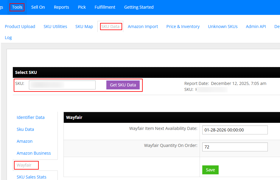 Updating Wayfair Backorder data
