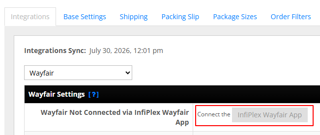 Wayfair.com OAuth Integration with InfiPlex OMS